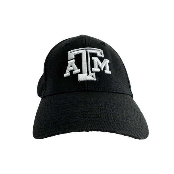 Texas A&M Black Cap w/White Beveled ATM Embroidered OLCP Strap Back 47 Brand Lid - Picture 2 of 11